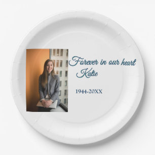 simple Add your photo text memorial keepsake Paper Plate