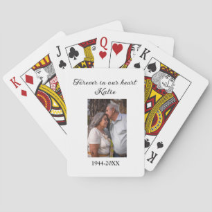 simple Add your photo text memorial keepsake Playing Cards