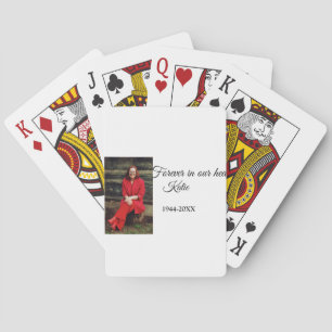 simple Add your photo text memorial keepsake Playing Cards