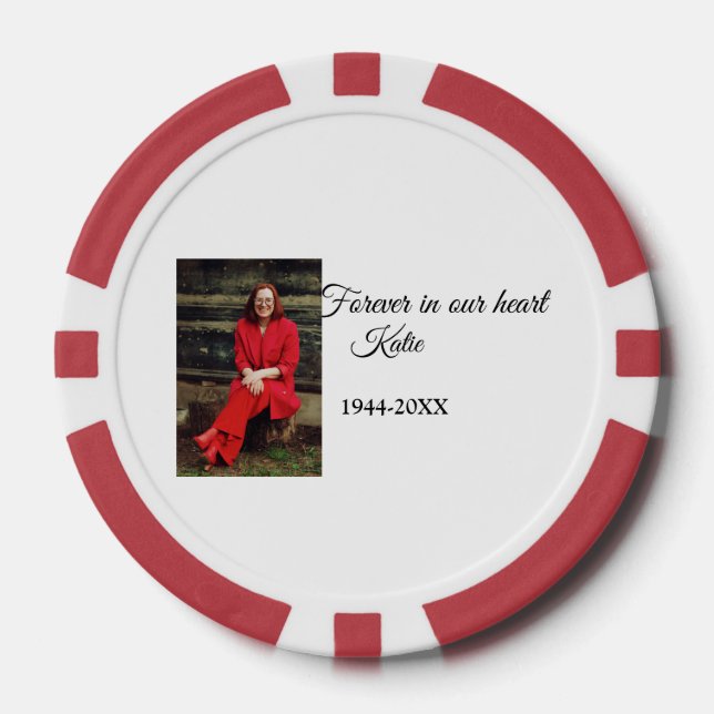 simple Add your photo text memorial keepsake Poker Chips (Front)
