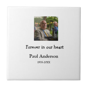 simple Add your photo text memorial keepsake Tile