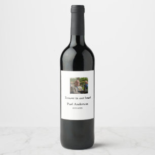 simple Add your photo text memorial keepsake Wine Label
