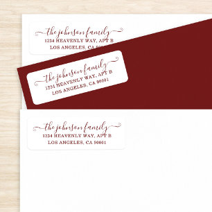 Simple Address Label Burgundy on White