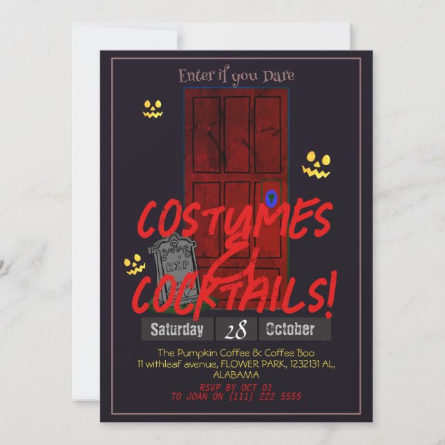 Simple adult dark Halloween Party mysterious door Invitation (Front)