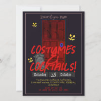 Simple adult dark Halloween Party mysterious door