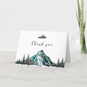 Simple Adventure Begin Mountain Pine Baby Shower Thank You Card