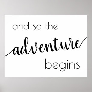 Simple Adventure Begins   Black Script Party Event Poster