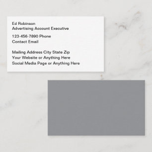 Simple Advertising Account Executive Business Card