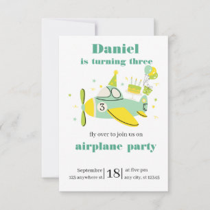 Simple Aeroplane Birthday Invitation ✈️
