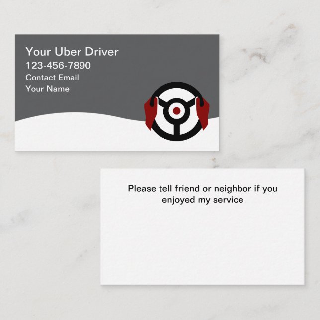 Simple Affordable Ride Hailing Business Cards (Front/Back)