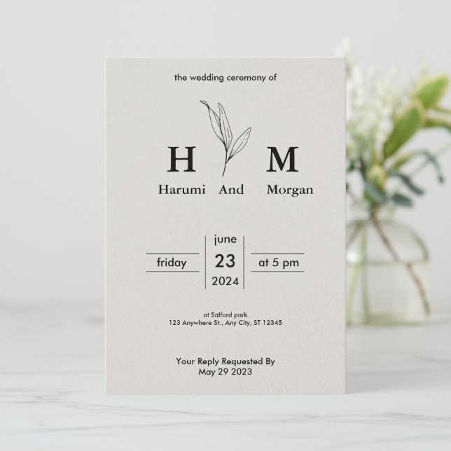 simple affordable Wedding Invitations (Standing Front)