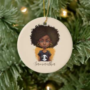 Simple Afro Woman Ceramic Tree Decoration