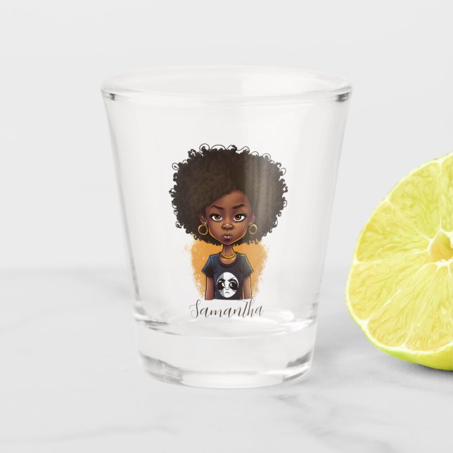 Simple Afro Woman Shot Glass (Front)