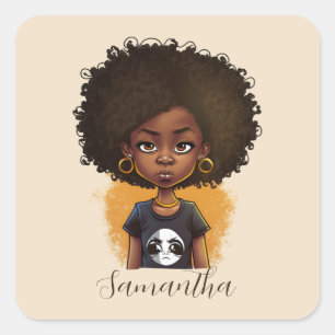 Simple Afro Woman Square Sticker