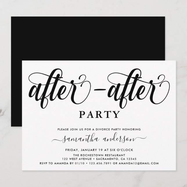 Simple After After Party Divorce Party Invitation (Front/Back)