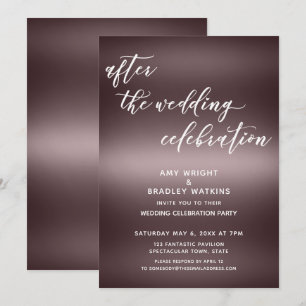 Simple After the Wedding Celebration on Rose Gold Invitation