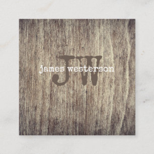 Simple Aged Rustic Wood Vintage Writer Monogram Square Business Card