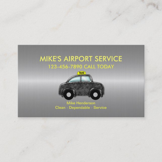 Simple Airport Taxi Business Cards (Front)