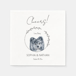 Simple Akita Dog Wedding Cocktail  Napkin