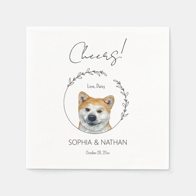 Simple Akita Dog Wedding Cocktail  Napkin (Front)