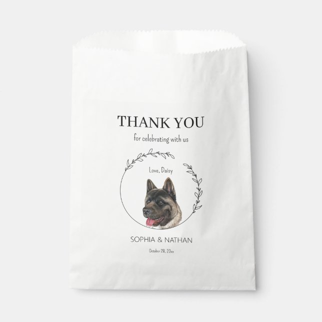 Simple Akita Dog Wedding Thank You Favour Bag (Front)