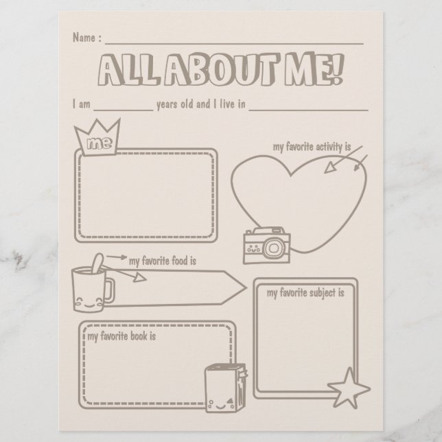 Simple All About Me Worksheet (Front)