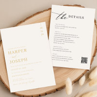 Simple All In One Wedding Invitations With QR Code