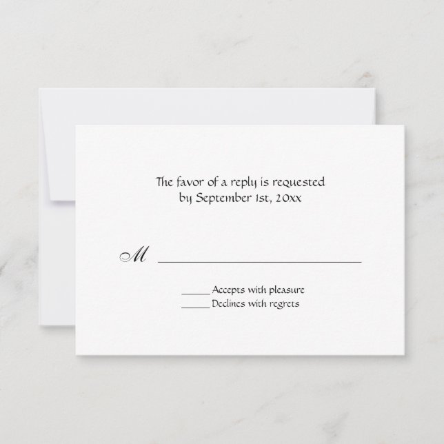 Simple, All Occasion Black Text Reply Cards (Front)