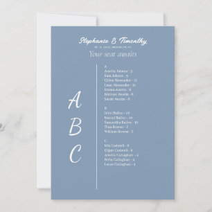 Simple Alphabetical Wedding Seating Chart Cards