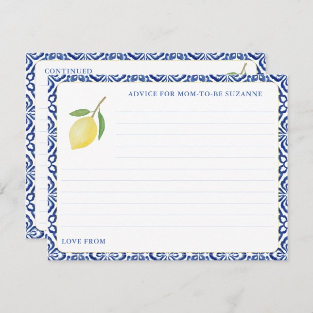 Simple Amalfi Lemon Blue Tiles Advice For Mum Card (Front/Back)