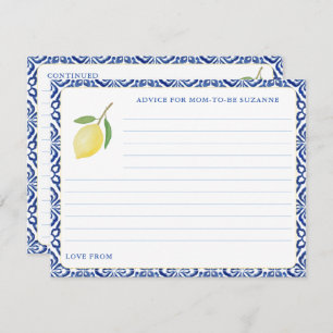 Simple Amalfi Lemon Blue Tiles Advice For Mum Card