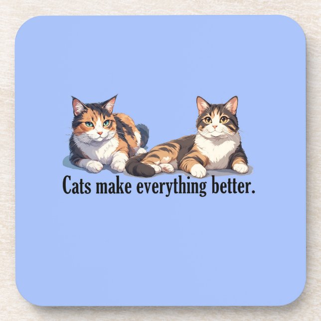 Simple And Adorable Cat Theme Hard plastic coaster (Front)