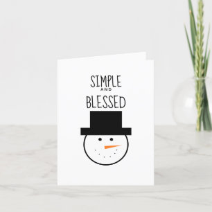 Simple and Blessed Christmas Snowman Holiday Card