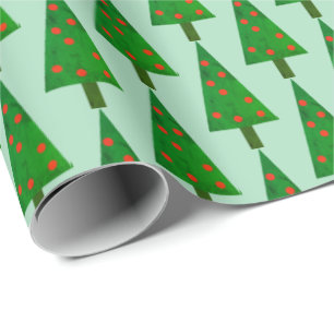 Simple and Bright Christmas Trees Wrapping Paper