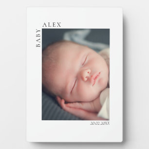Simple and Chic Baby Photo Name and Date of Birth Plaque