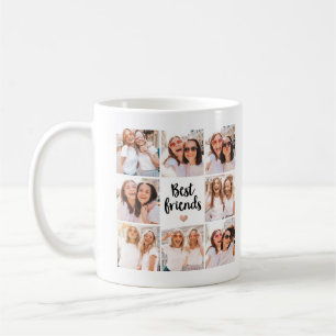 Simple and Chic   Best Friends Heart Photo Collage Coffee Mug