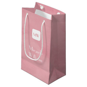 Simple and Chic Blush Pink Monogram With Name Small Gift Bag