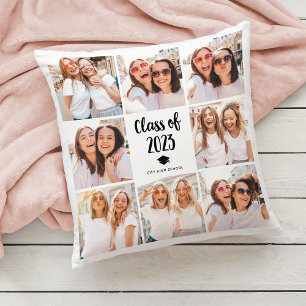 Simple and Chic Class of 2023 Photo Collage Cushion