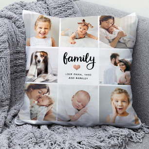 Simple and Chic   Family Heart Photo Collage Cushion