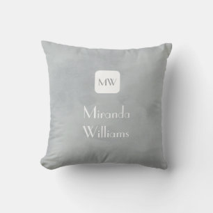 Simple and Chic Grey Grey Monogram With Name Cushion