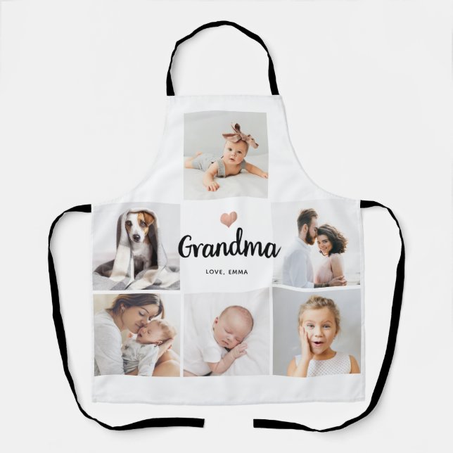 Simple and Chic | Heart Photo Collage for Grandma Apron (Front)