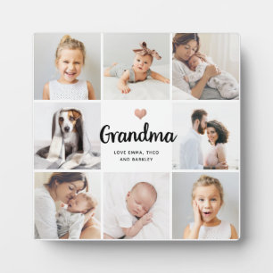 Simple and Chic Heart Photo Collage for Grandma Plaque