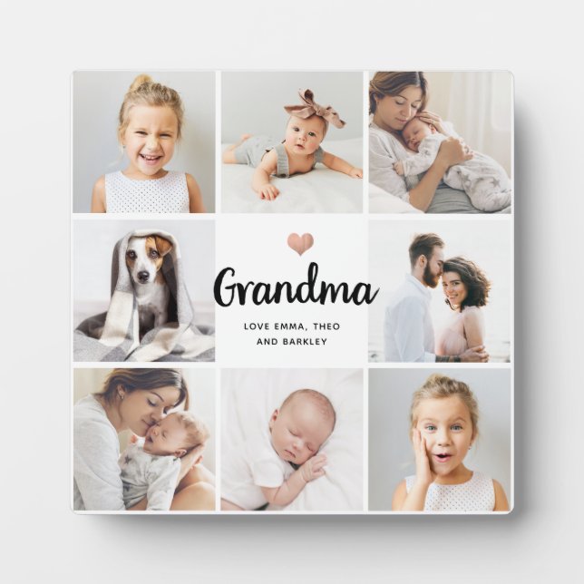 Simple and Chic | Heart Photo Collage for Grandma Plaque (Front)