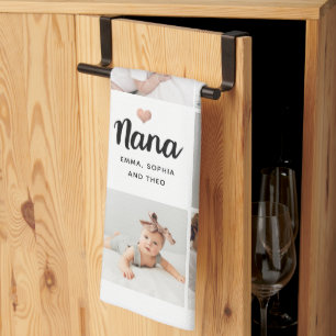 Simple and Chic   Heart Photo Collage for Nana Tea Towel