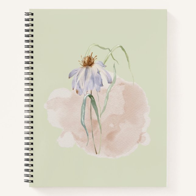 Simple and chic pastel watercolor greenery  notebook (Front)