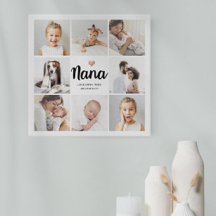 Simple and Chic   Photo Collage and Heart for Nana Faux Canvas Print