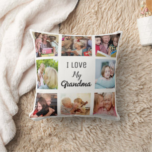 Simple and Chic Photo Collage for Grandma Cushion