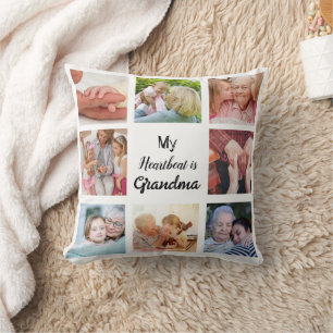 Simple and Chic Photo Collage for Grandma Cushion