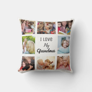 Simple and Chic Photo Collage for Grandma Cushion