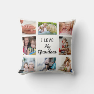 Simple and Chic Photo Collage for Grandma Cushion